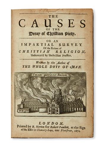 [ALLESTREE, RICHARD.] The Causes of the Decay of Christian Piety. 1674. In contemporary black morocco by one of the Queens Binders.